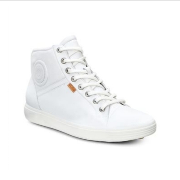 Ecco Shoes - NEW ECCO Ankle Height Style White Soft Leather Sneakers Size 8 - 8.5 US